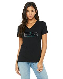 BELLA+CANVAS ® Women’s Relaxed Jersey Short Sleeve V-Neck Tee - Front Imprint - Logo 1